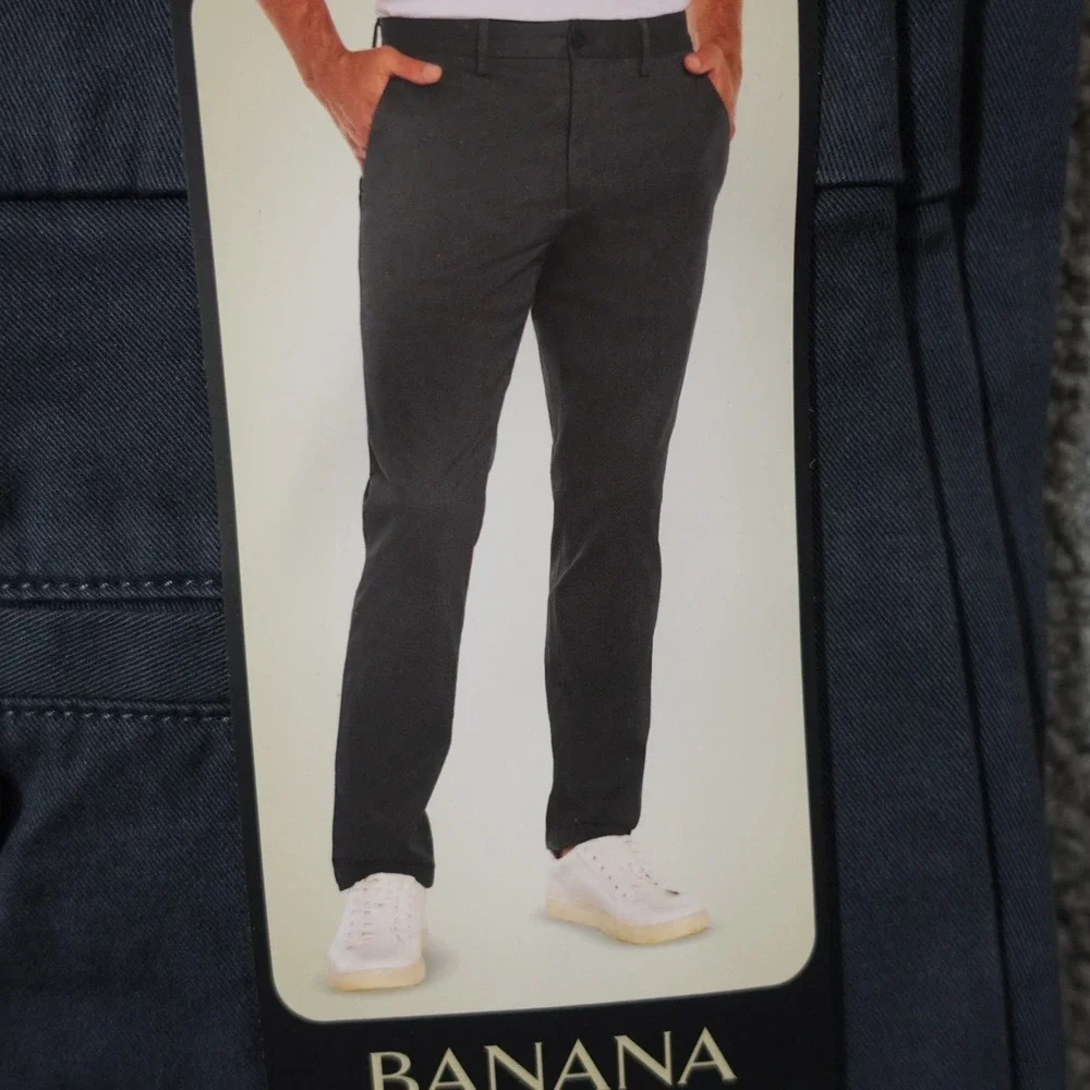 Banana Republic Chino Pants Men 38x30 Straight Fit Slim through Hip Thigh Gray - Picture 7 of 7
